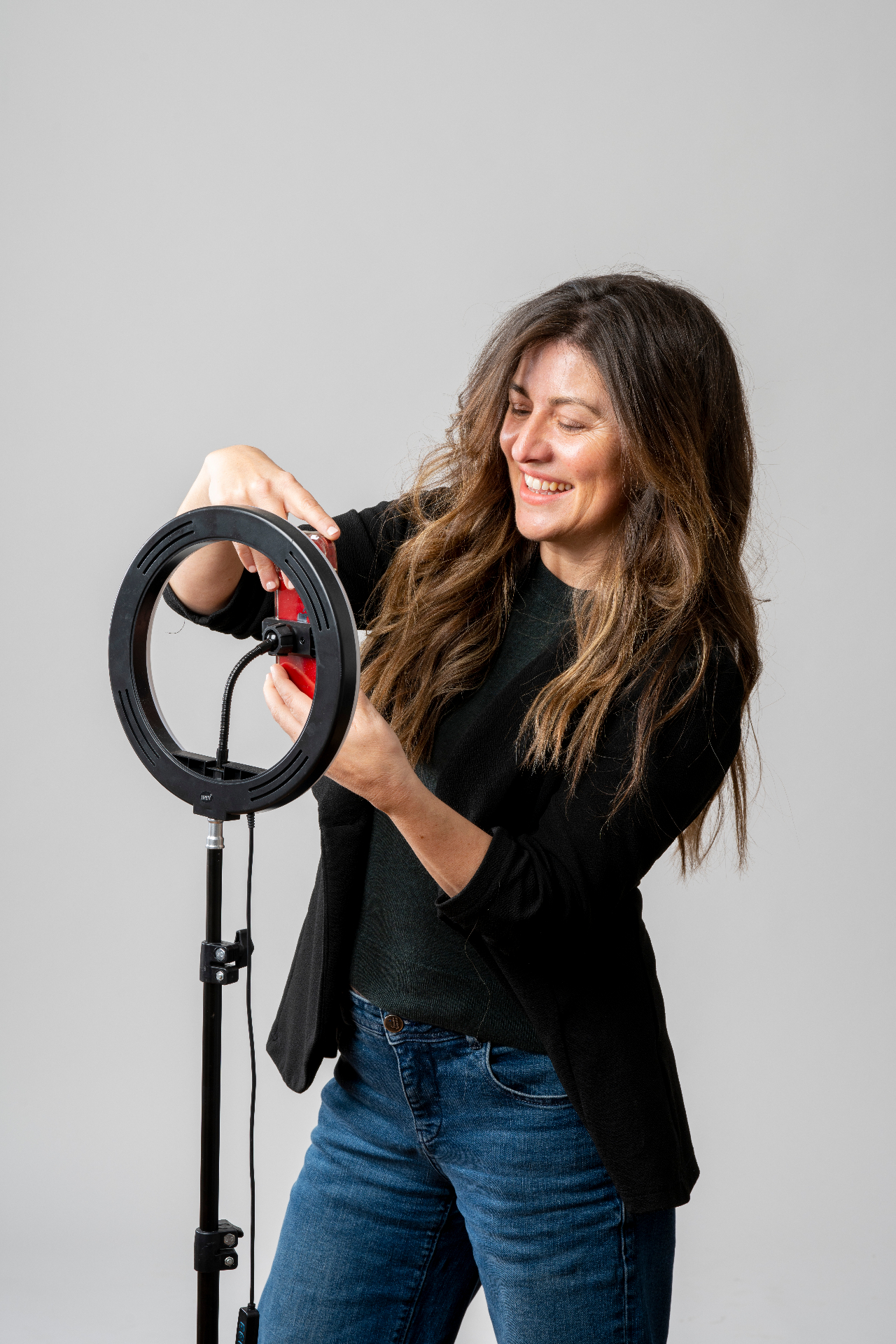 Sonia gravant amb ring light